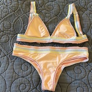 Agua Bendita pink Bikini with stitching from Revolve- Small